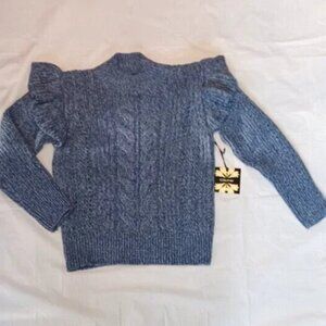 NWT Slate Blue Cliche M Ruffle Sleeve Sweater